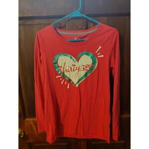 Thirty One Top Womens  Pink  Rhinestones Glitter  Long Sleeve Size Medium